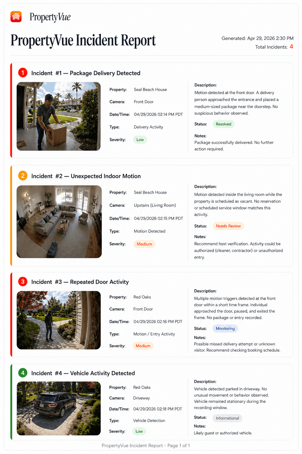 Incident report PDF export